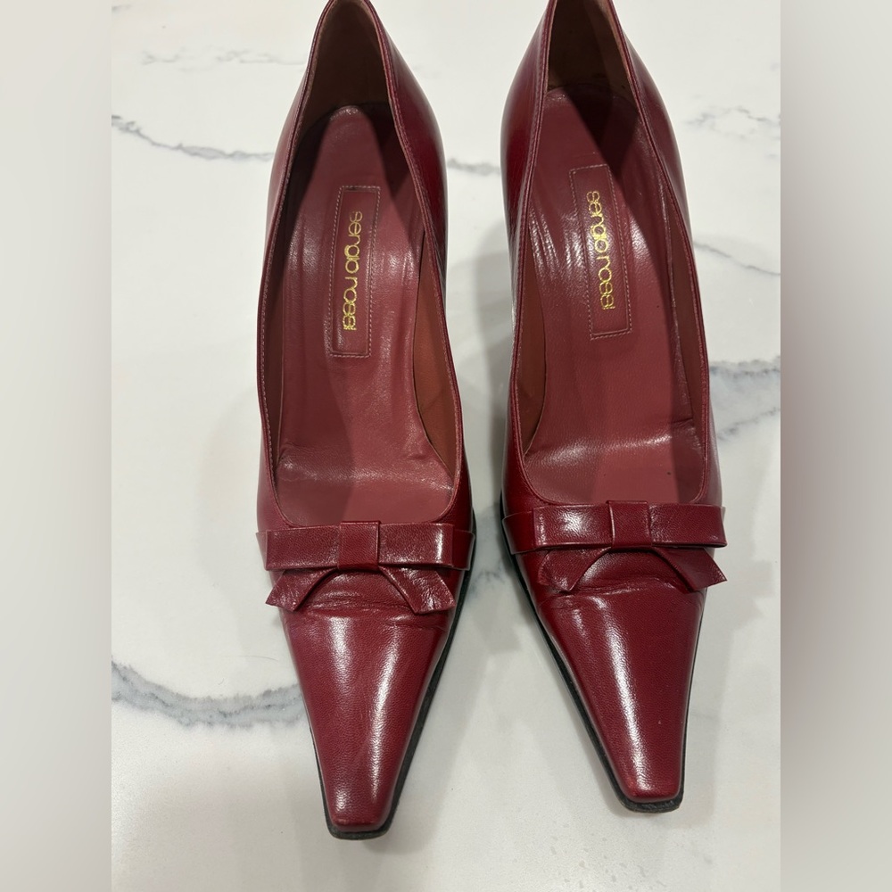 Sergio Rossi Elegant Burgundy Leather Heels